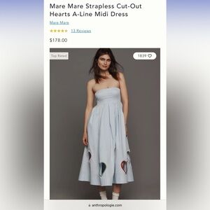 Anthropologie Mare Mare Strapless Cutout Maxi dress Sz Xs